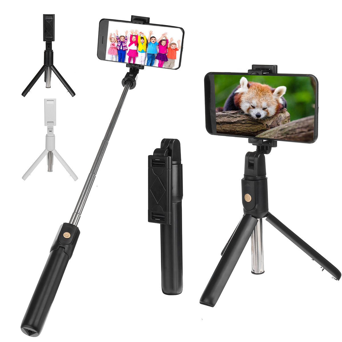 Gậy chụp ảnh bluetooth tripod gậy selfie bluetooth chân máy mini ba chân có thể gập lại chân máy đơn có thể kéo dài với màn trập từ xa và đèn chiếu sáng phụ chụp ảnh tự sướng bằng điện thoại di động tạo tác phổ biến cho ios android