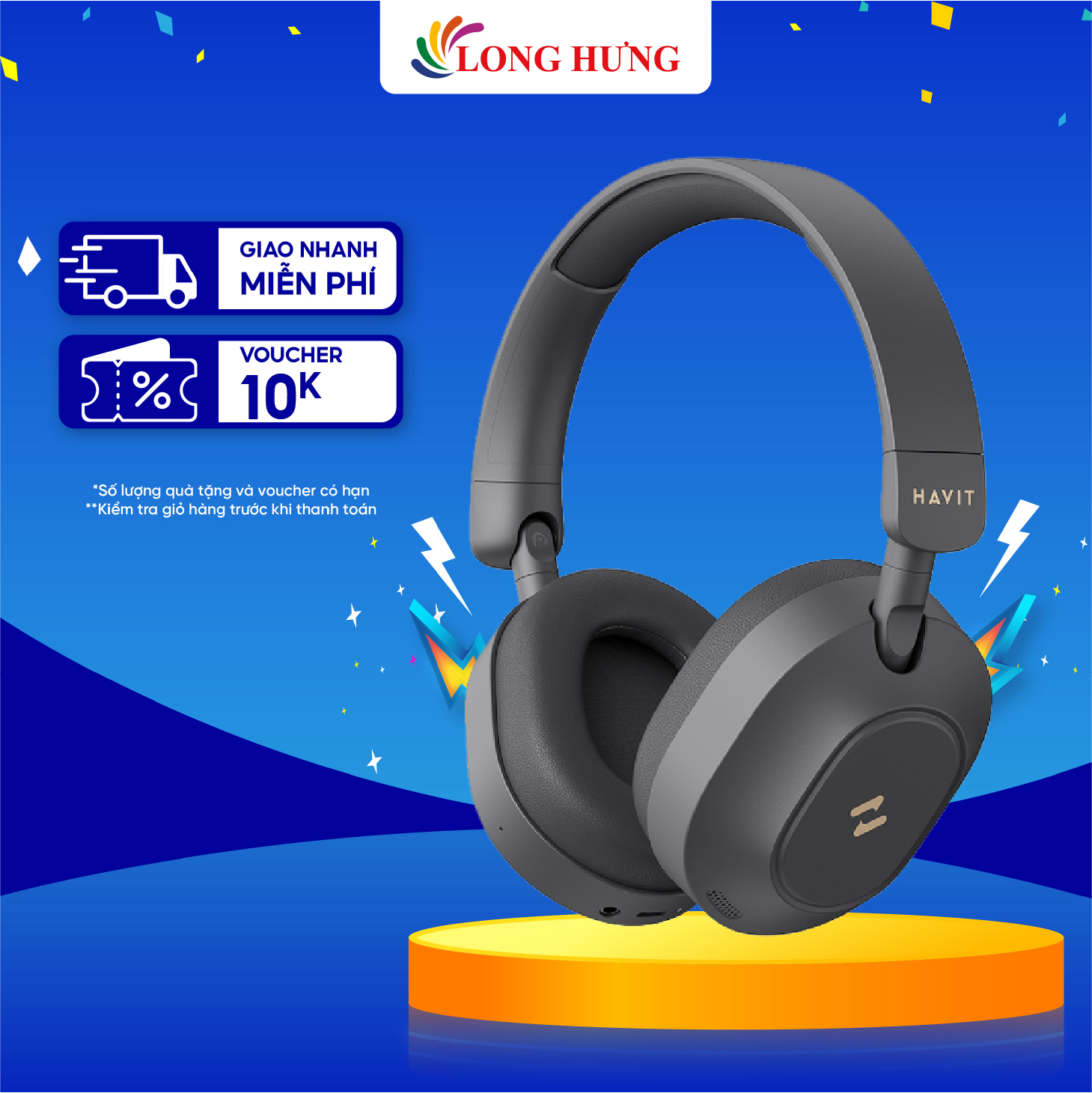 Tai nghe chụp tai Bluetooth Havit LIFE NC01H H668BT - Hàng chính hãng - Thiết kế chụp tai thoải mái kiểu dáng over-ear thời trang, âm thanh sống động, thời lượng pin dài sử dụng liên tục lên đến 20 giờ
