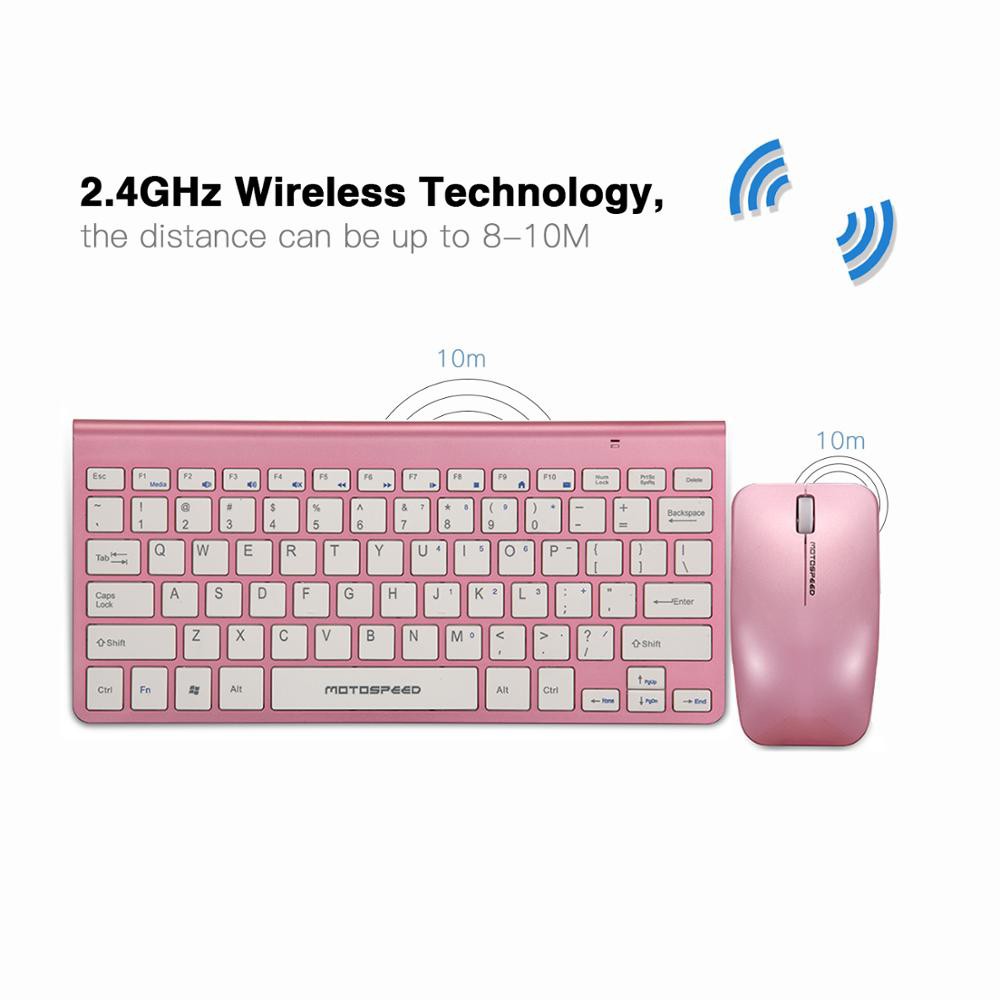 Bàn phím chuột motospeed g9800 2.4 ghz bàn phím không dây & chuột quang 1200dpi màu hồng