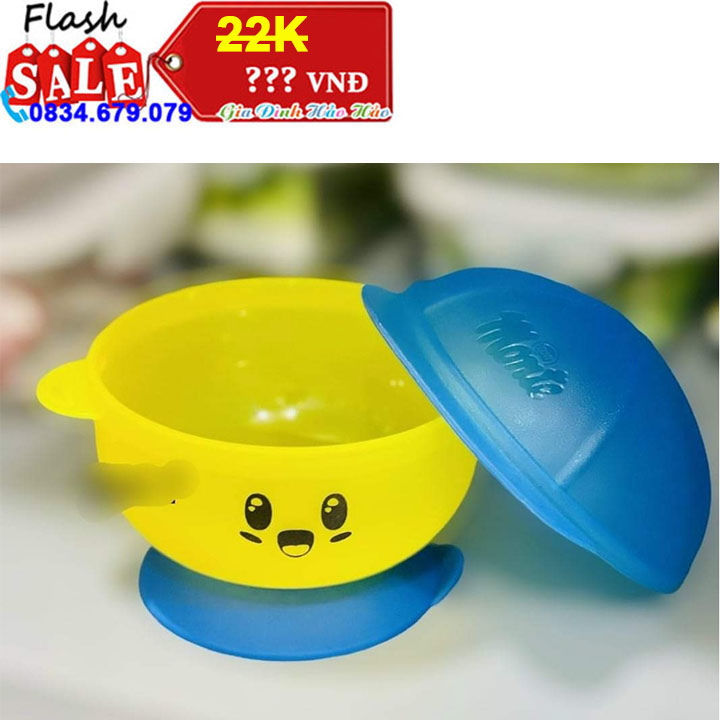 Chén/ Bát ăn dặm có nắp và đế chống đổ - Quà tặng Monte