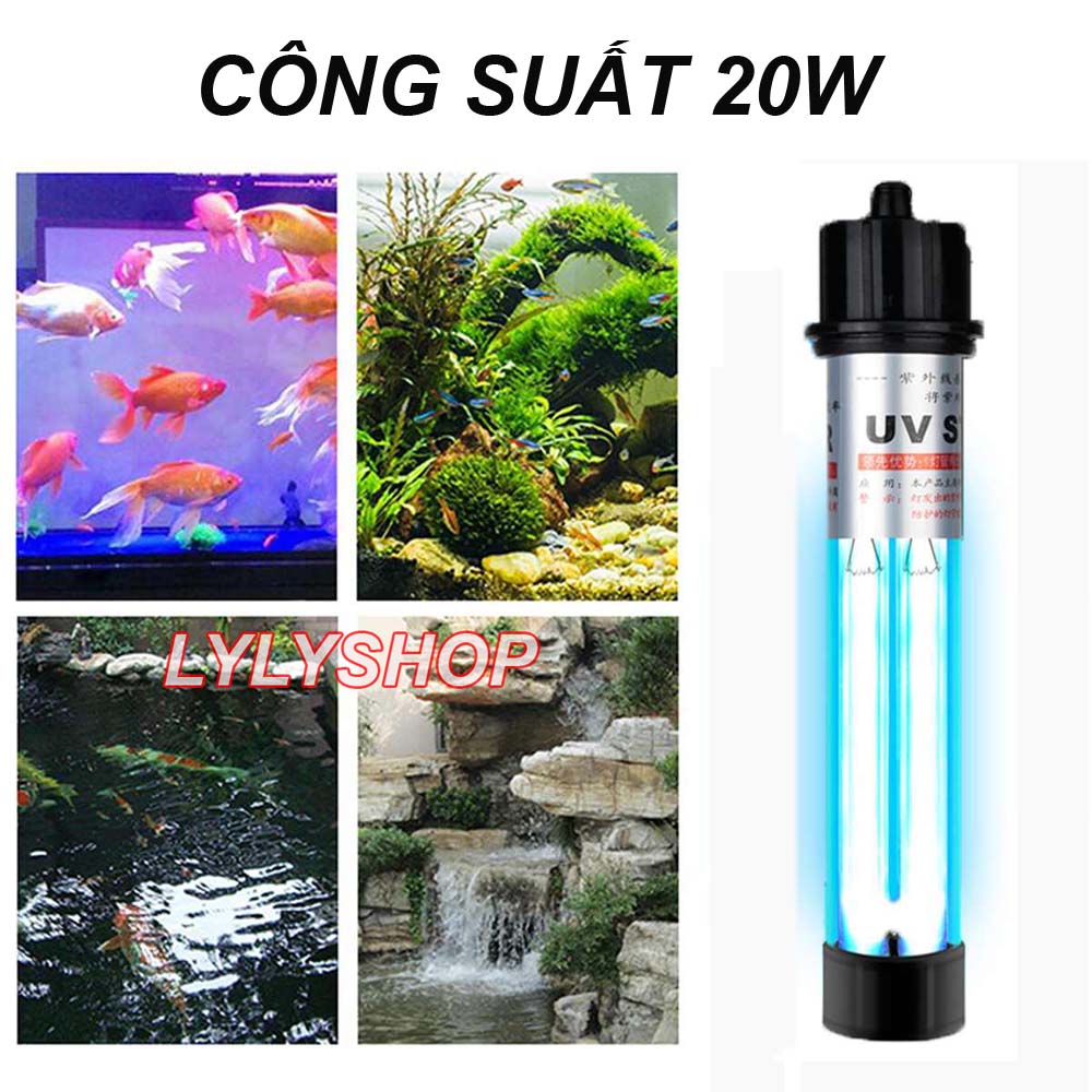 Đèn UV 20W Sterilization King Bóng Kép cao cấp, diệt tảo, diệt khuẩn cho bể cá, hồ cá, hồ thủy sinh siêu sạch ( Trắng)
