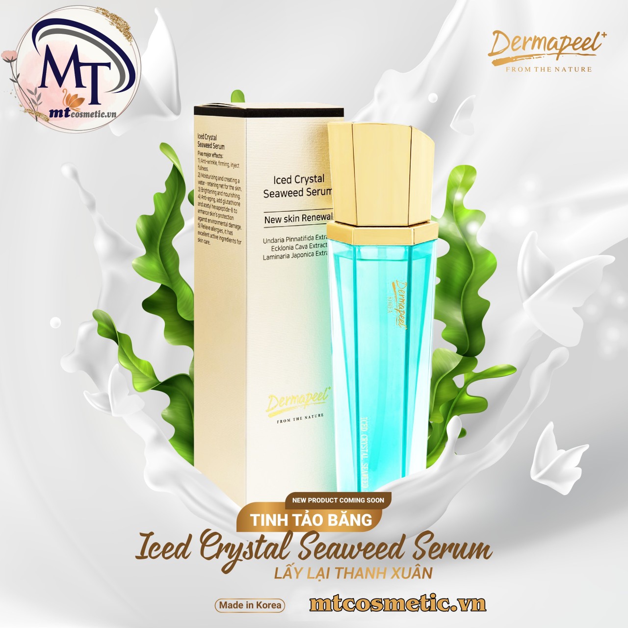 SERUM TINH TẢO BĂNG DERMAPEEL -ICED CRYSTAL SEAWEED SERUM DERMAPEEL - GIẢM TÌNH TRẠNG DA SƯNG ĐỎ NHANH CHÓNG - PHỤC HỒI DA HƯ TỔN - TRẮNG SÁNG - NÂNG CƠ DA