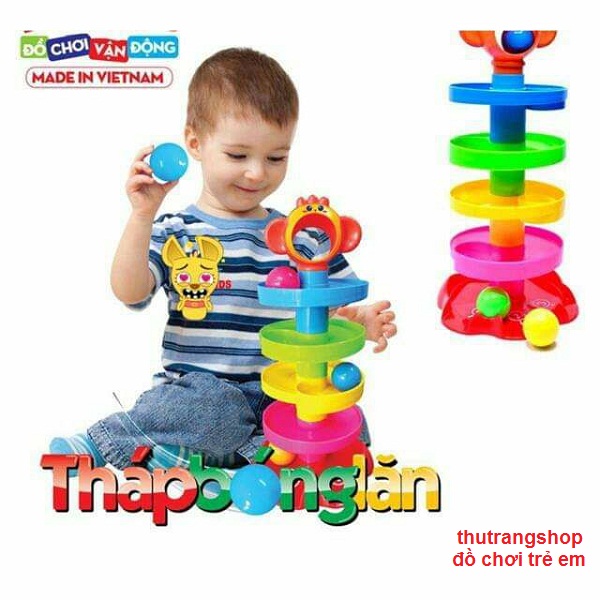 Đồ chơi tháp bóng lăn, thả bóng lăn cho bé từ 6 tháng tuổi đồ chơi nhựa an toàn SATO