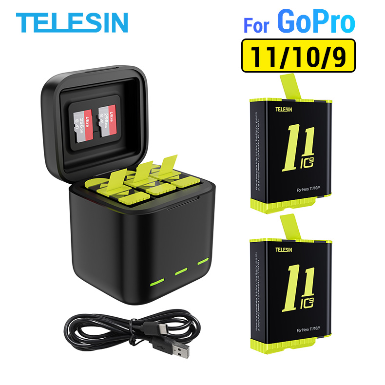 Hộp sạc 3 + 2 pin gopro telesin cho máy quay gopro 12 gopro 11 gopro 10 gopro 9 telesin hero 9 10 11 12