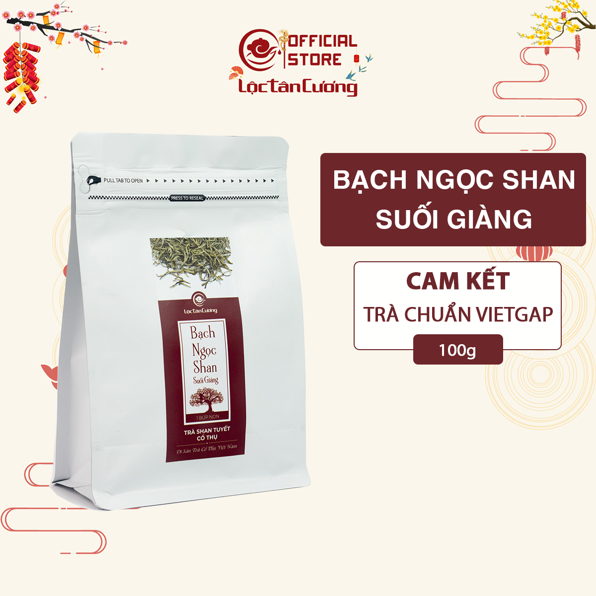 Trà bạch ngọc shan suối giàng túi 100g - bạch trà cổ thụ suối giàng, yên bái