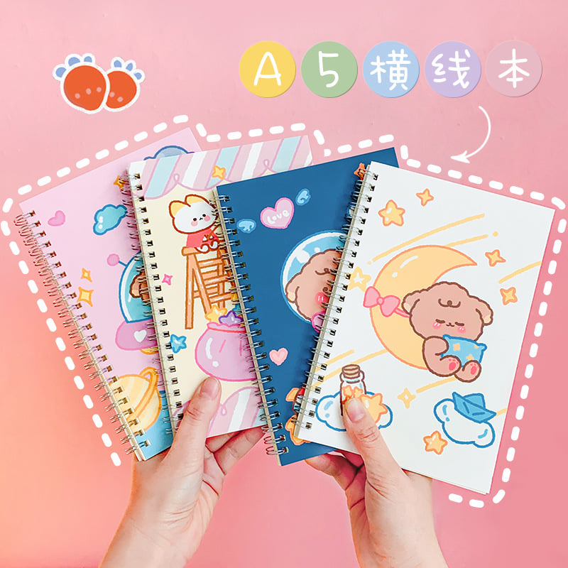 Sổ lò xo sổ tay vintage 60 trang khổ A5 in hình hoạt hình dễ thương
