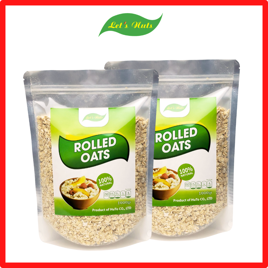 Hạt yến mạch cán vỡ Let's Nut's 2kg làm ngũ cốc giảm cân bột yến mạch người tập gym bổ sung chất dinh dưỡng LETNUT