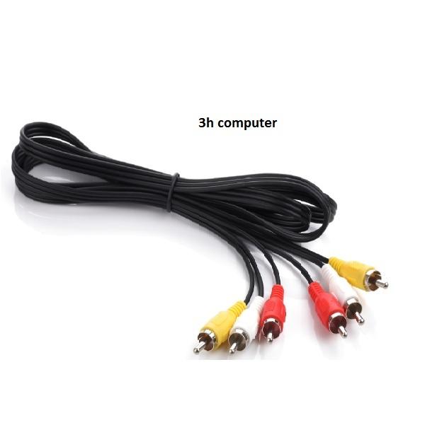 Dây AV 6 đầu Cáp hoa sen AV Dây AV dây loa 3-3 loại 5m ,Cáp loa AV 6 đầu hoa sen RCA dài 5M