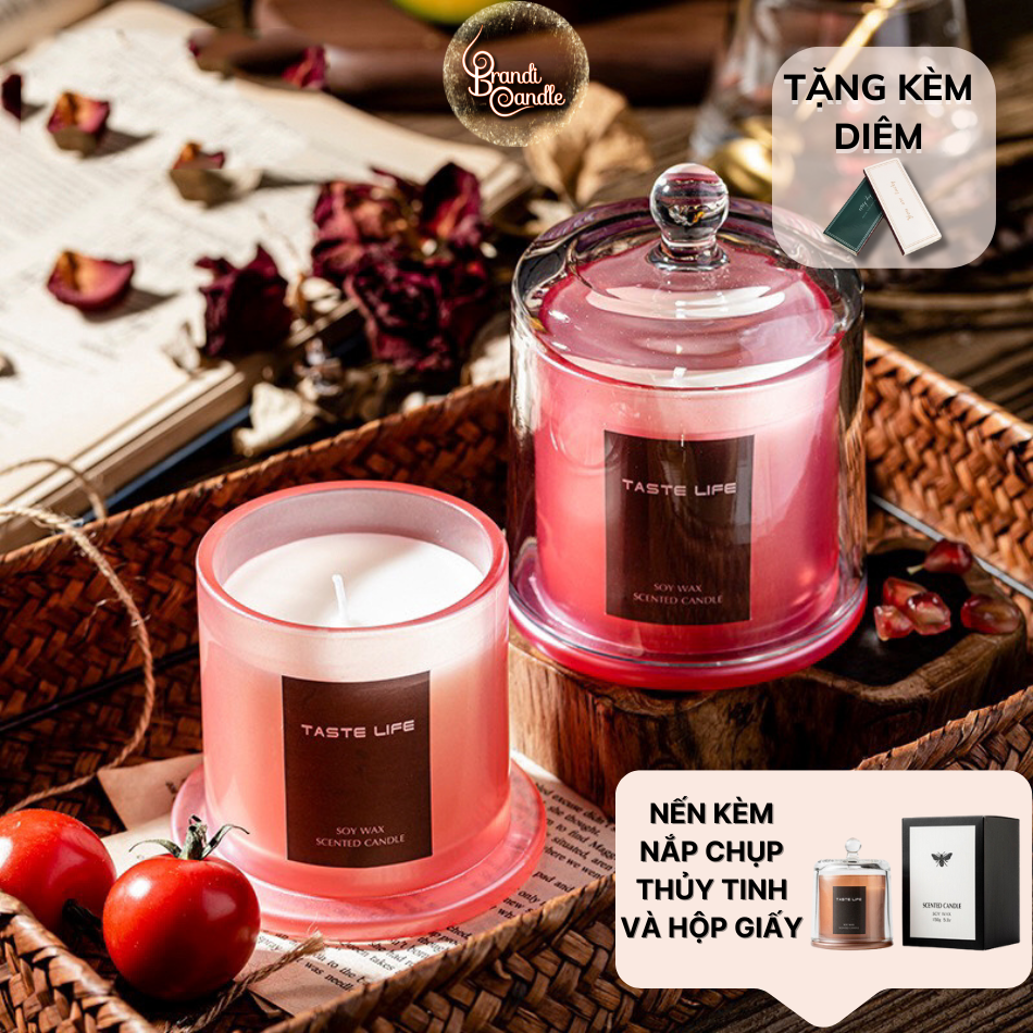 Nến Thơm Không Khói Set Đế Chụp Kính Tiện Dụng 5 Màu Sắc