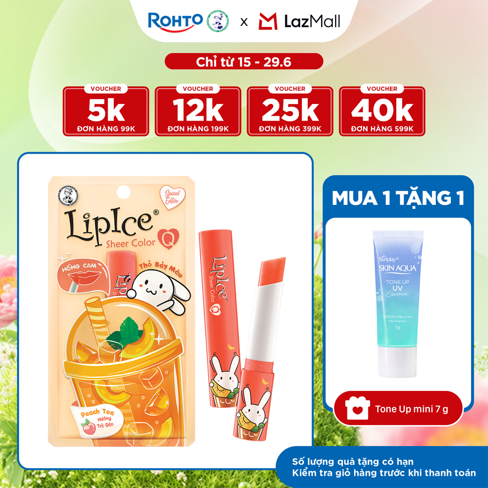Son LipIce Sheer Color Q phiên bản Thỏ 7 màu 2.4g (Trà đào)