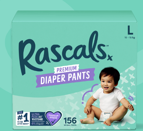 [THANH LÝ] Thùng 3 gói Tã/Bỉm Quần Rascals Size L (10-15kg) 156 miếng  - Hộp Sản Phẩm Cấn Móp - HSD: 21/1/2029