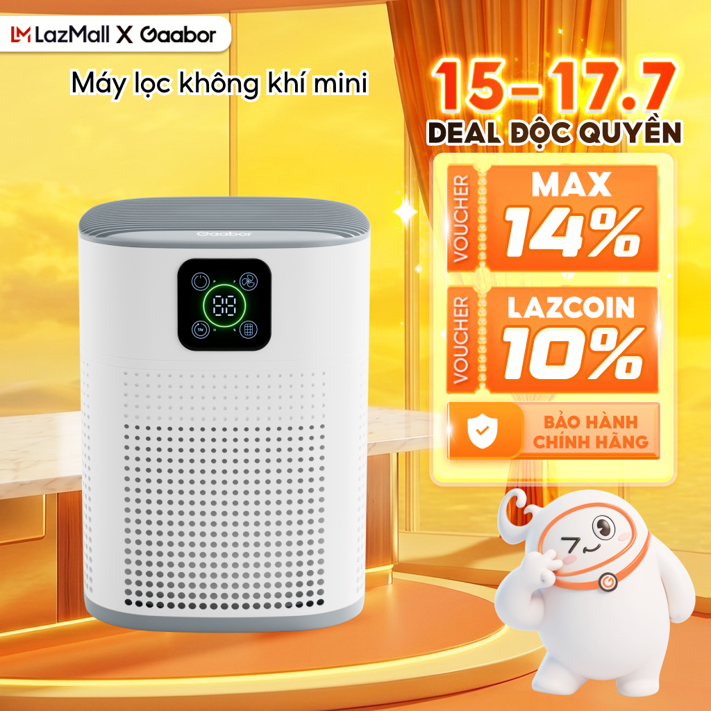 Máy lọc không khí Gaabor AP-T01A HEPA H13 lọc bụi mịn PM2.5 khử mùi hút gió 360° hẹn giờ 9H cho phòng ngủ, phòng làm việc 10-20m² - Bảo hành 12 tháng 1 đổi 1