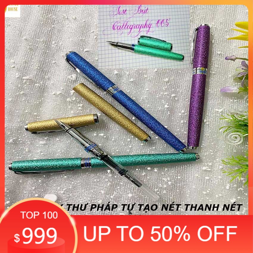 Bút máy luyện chữ đẹp ngòi lá tre Caligraphy 005- Bút thư pháp Tự Tạo nét thanh đậm, Nét thanh đậm rất Sắc nét, ôm tay, mực đều