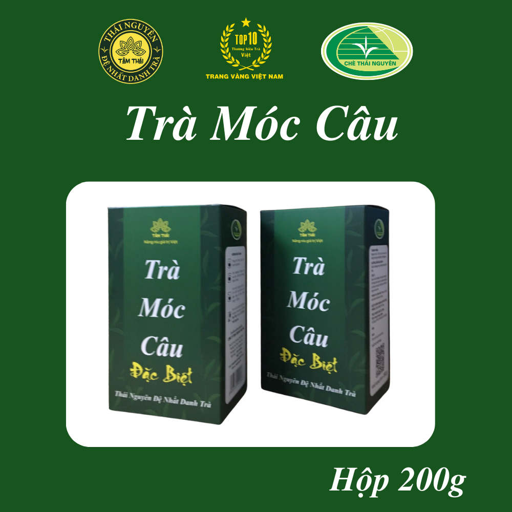 Trà Thái Nguyên Móc Câu Đặc Biệt Hộp 200g Trà Tâm Thái Trà Móc Câu Tân Cương Chè xanh Thái Nguyên