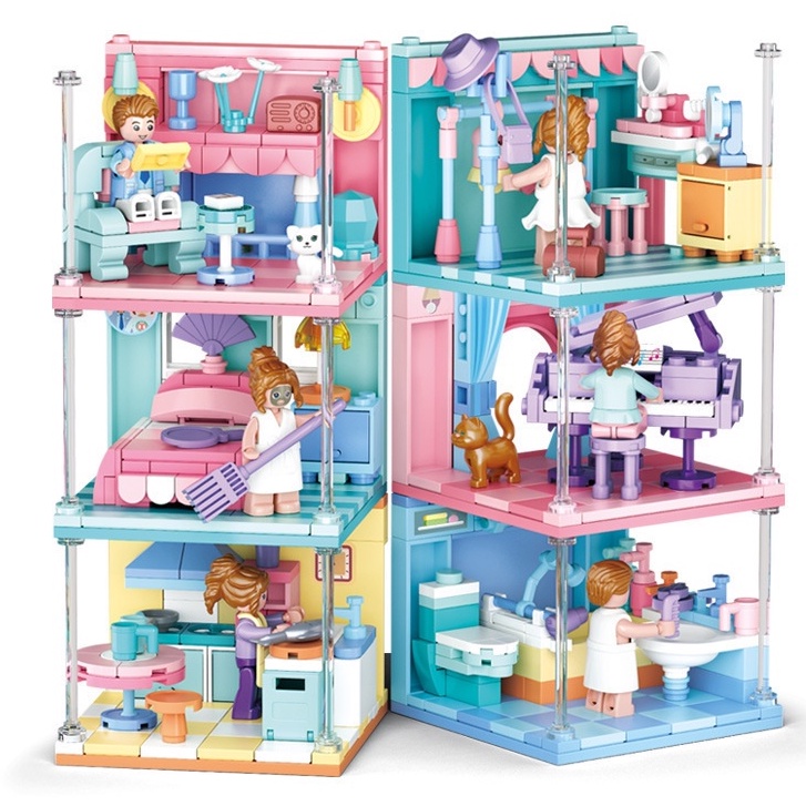 Đồ Chơi Xếp Hình Lắp Ráp Kiểu Lego Căn Hộ Tiện Nghi Mini HandCraft 6 Trong 1 Model M38-B0757 Cho Bé Gái