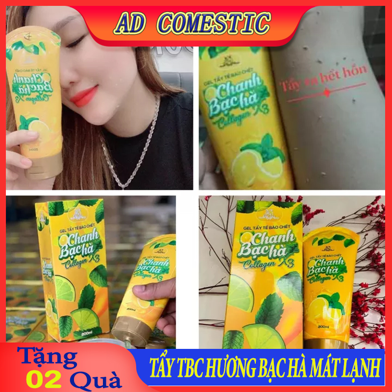 Gel tẩy tế bào chết chanh và bạc hà Collagen X3 làm sạch trắng làn da,giảm thâm