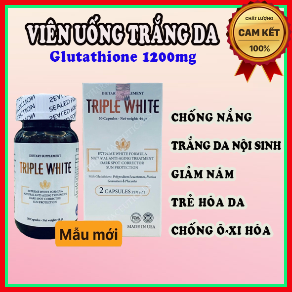 Viên uống hỗ trợ Triple white - Trắng da nội sinh - Hỗ trợ giảm nám - Trẻ hóa da