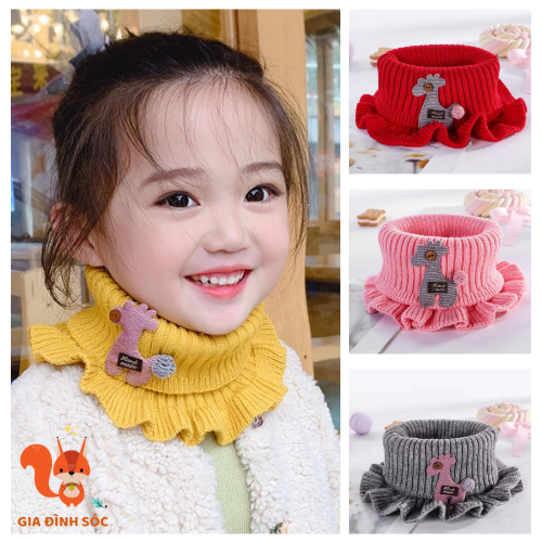 Khăn len quàng cổ dạng ống hình hươu cho bé