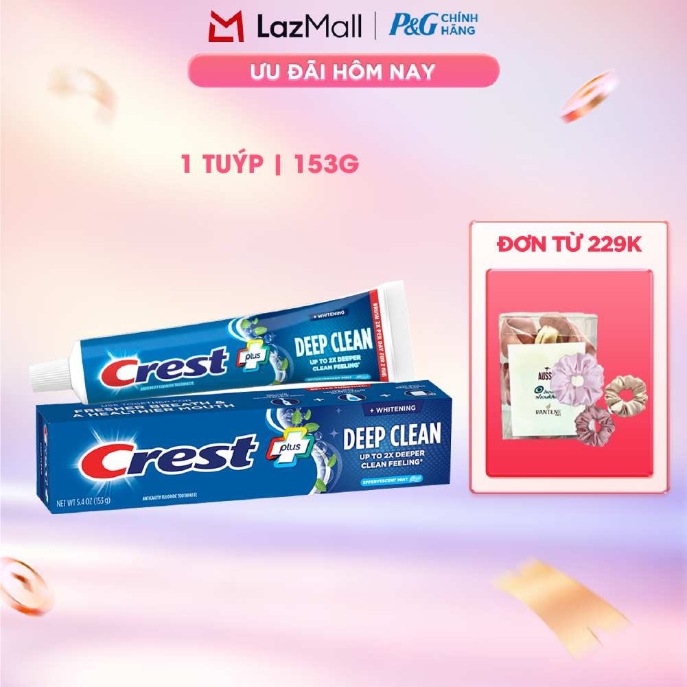 Kem Đánh Răng CREST Nhập Khẩu Mỹ Làm Sạch Sâu Răng Trắng Sáng Complete Whitening + Deep Clean Tuýp 153g