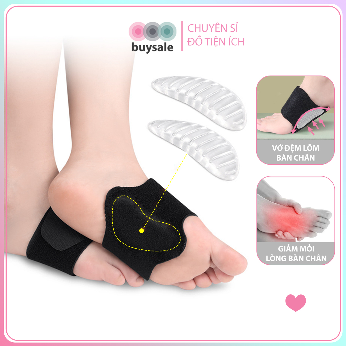 Vớ đệm êm vòm chân giúp đệm êm giảm đau và tạo cảm giác dễ chịu khi di chuyển, vận động - Buysales - BSPK289