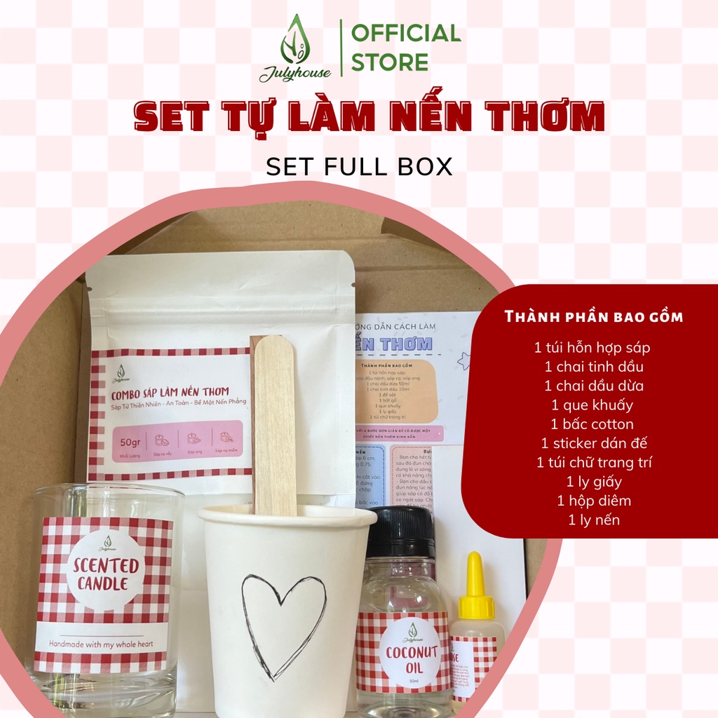 Set làm nến thơm Julyhouse 110ml trang trí Noel, thông điệp bày tỏ tình cảm - Scented candle set
