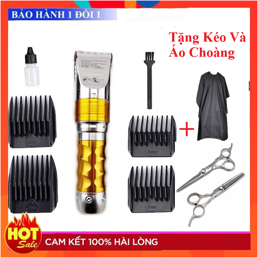 Tăng Đơ Cắt Tóc Cao Cấp HUAERBO F10 TẶNG Bộ Kéo Cắt Tỉa Và Áo Choàng Cắt Tóc -Tông Đơ Cắt Tóc Pin Trâu