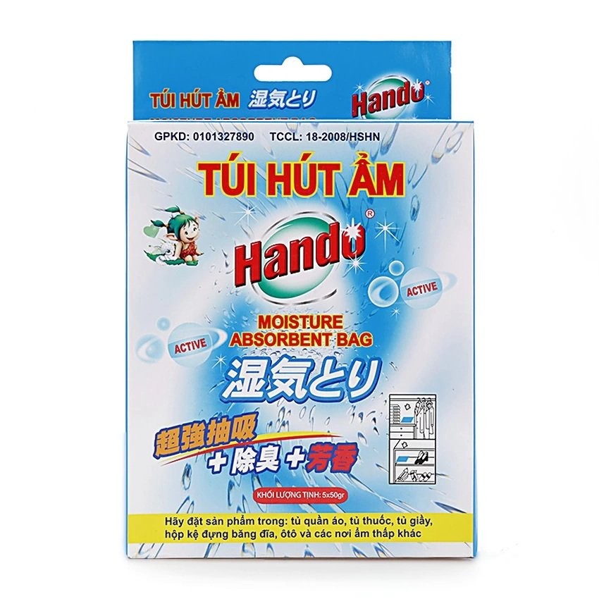 Hộp 5 túi hút ẩm hando 50g / túi ti304