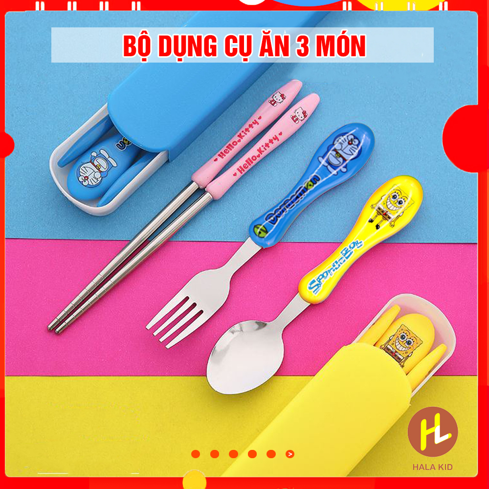 Bộ Dụng cụ 3 MÓN tập ăn hình dễ thương cho bé - Bộ Thìa dĩa và đũa cho bé