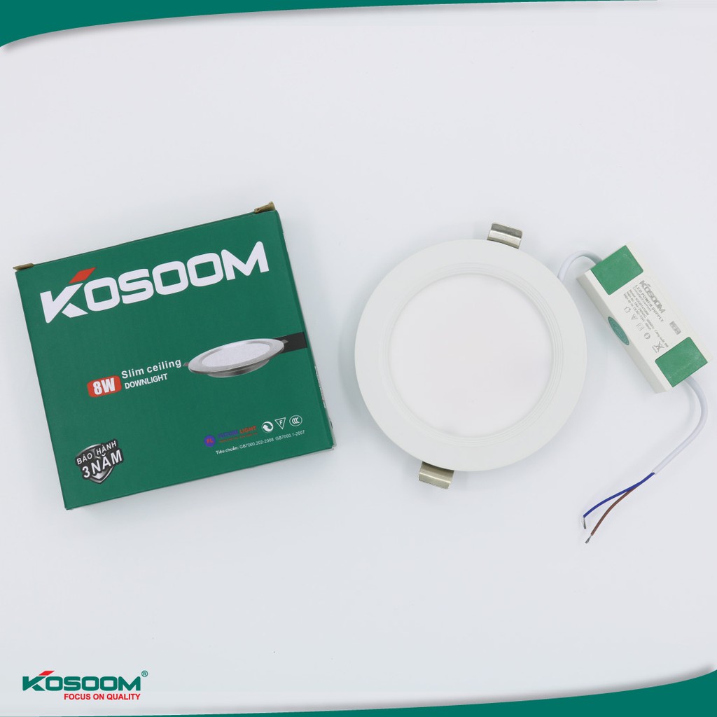 Đèn led âm trần siêu mỏng 8w - 12w viền trắng kosoom