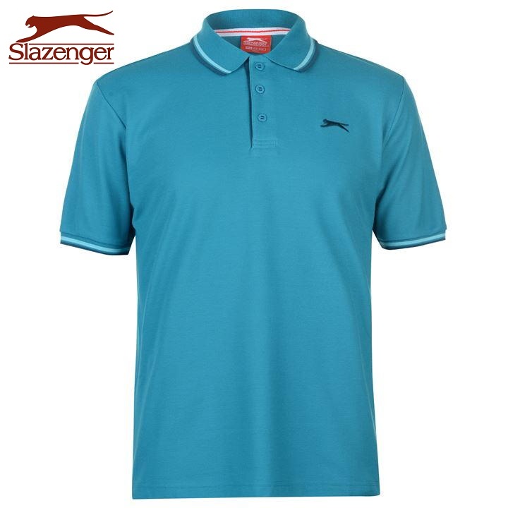 Áo Thun Polo Nam Slazenger Tipped (màu Teal Blue #2) - Hàng size UK