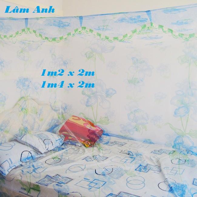 ✲❀  Mùng Ngủ Voan In Bông Một Nóc 1M2 1M4