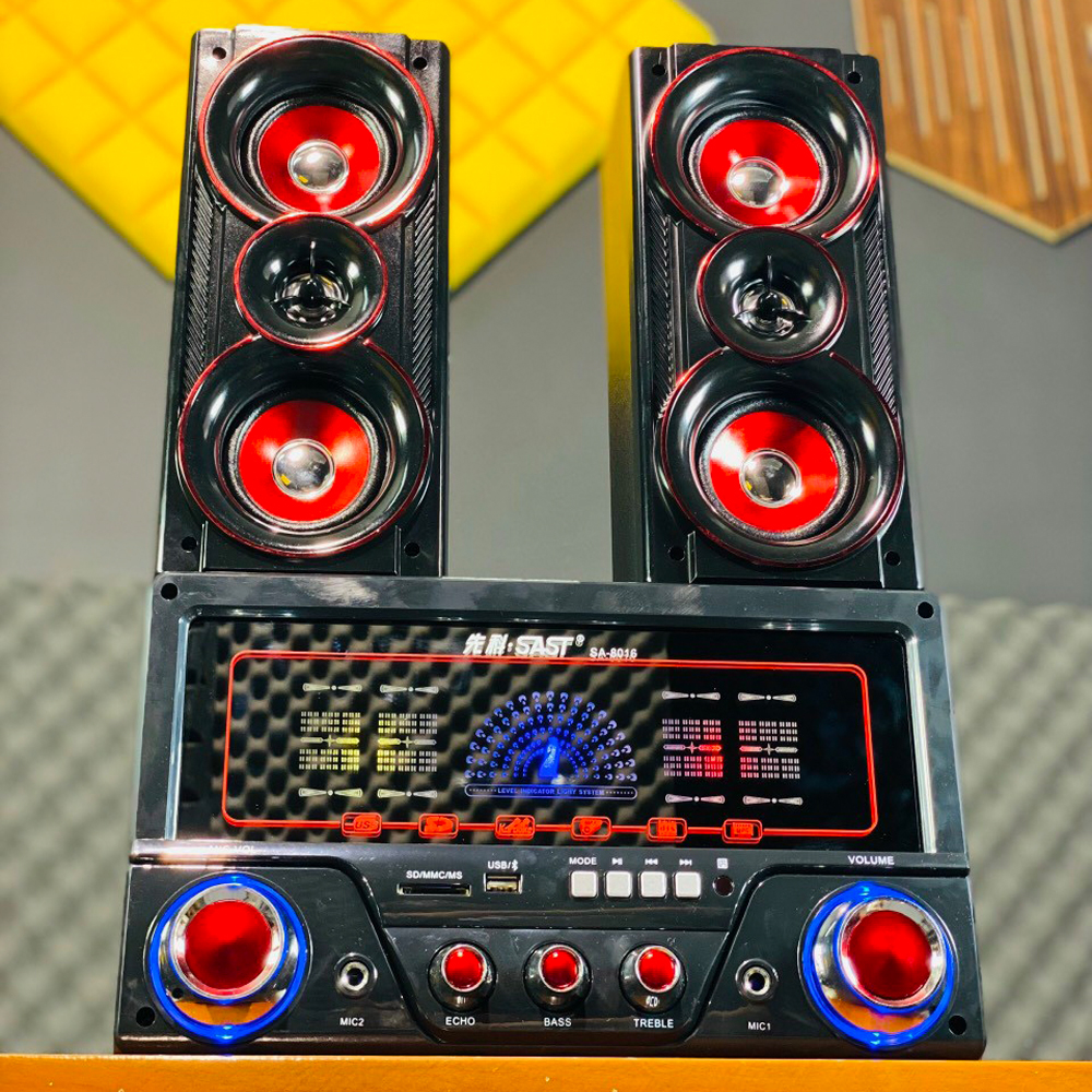 Loa Vi Tính Cao Cấp SA-8016 Loa Máy Tính Công Suất Lớn, Bass Siêu Trầm, Một Loa Sub Hai Loa Treble, Đèn Led Sành Điệu, Đầy Đủ Kết Nối Bluetooth, TF Card, AUX, USB, Cổng 6.5mm,