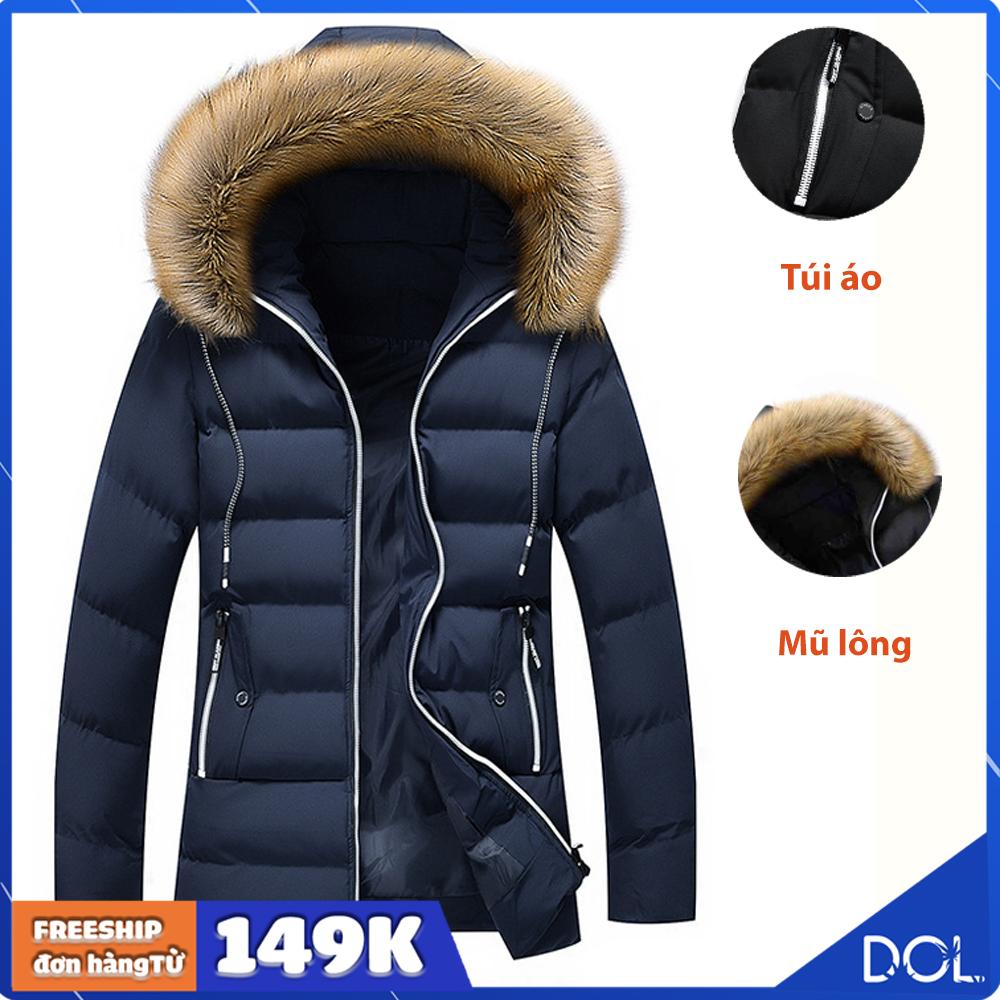 Áo khoác parka nam mũ lông cao cấp, chất liệu áo khoác phao siêu ấm dáng dài, có khóa túi và túi bên trong New 2020