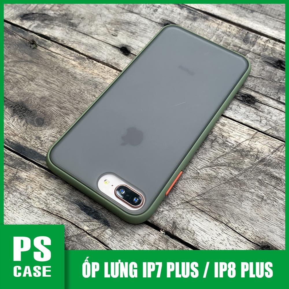 Ốp lưng chống sốc dành cho iPhone 7 Plus / iPhone 8 Plus nút bấm màu cam - Màu xanh - PS Case Phân Phối