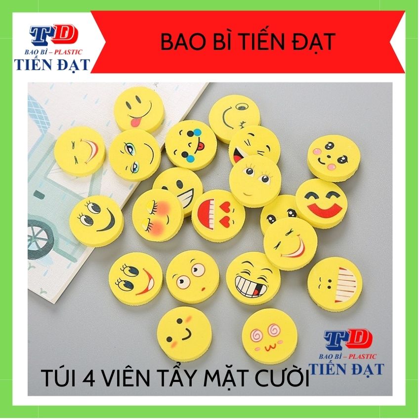 Túi gồm 4 viên tẩy mặt cười ; baobitiendat