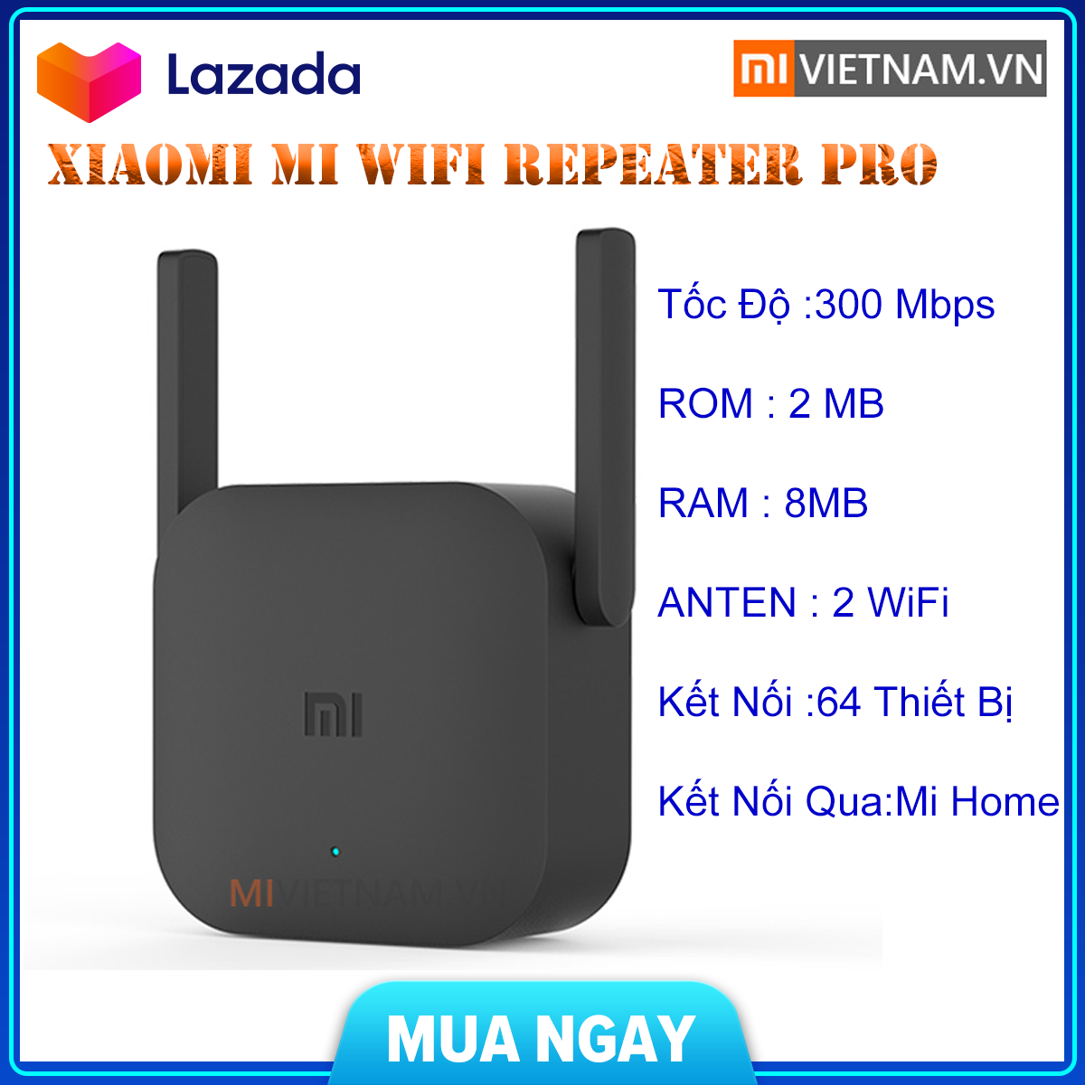 Kích sóng Xiaomi Mi Wifi Repeater Pro phiên bản mới 300 Mbps ,Kích Sóng Wifi kết nối tối đa 64 thiết bị, Kích sóng 2 râu, Bộ khuyếch đại wifi tầm xa 100m, bộ mở rộng sóng wifi cao cấp