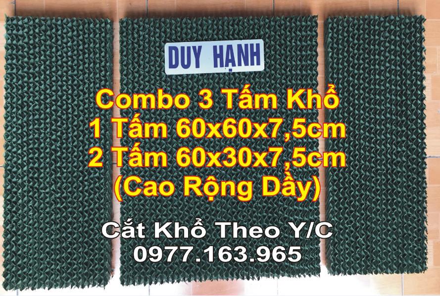 Combo Tấm làm mát chống rêu màu xanh 1 tấm khổ 60x60x7,5cm 2 tấm khổ 60x30x7,5cm