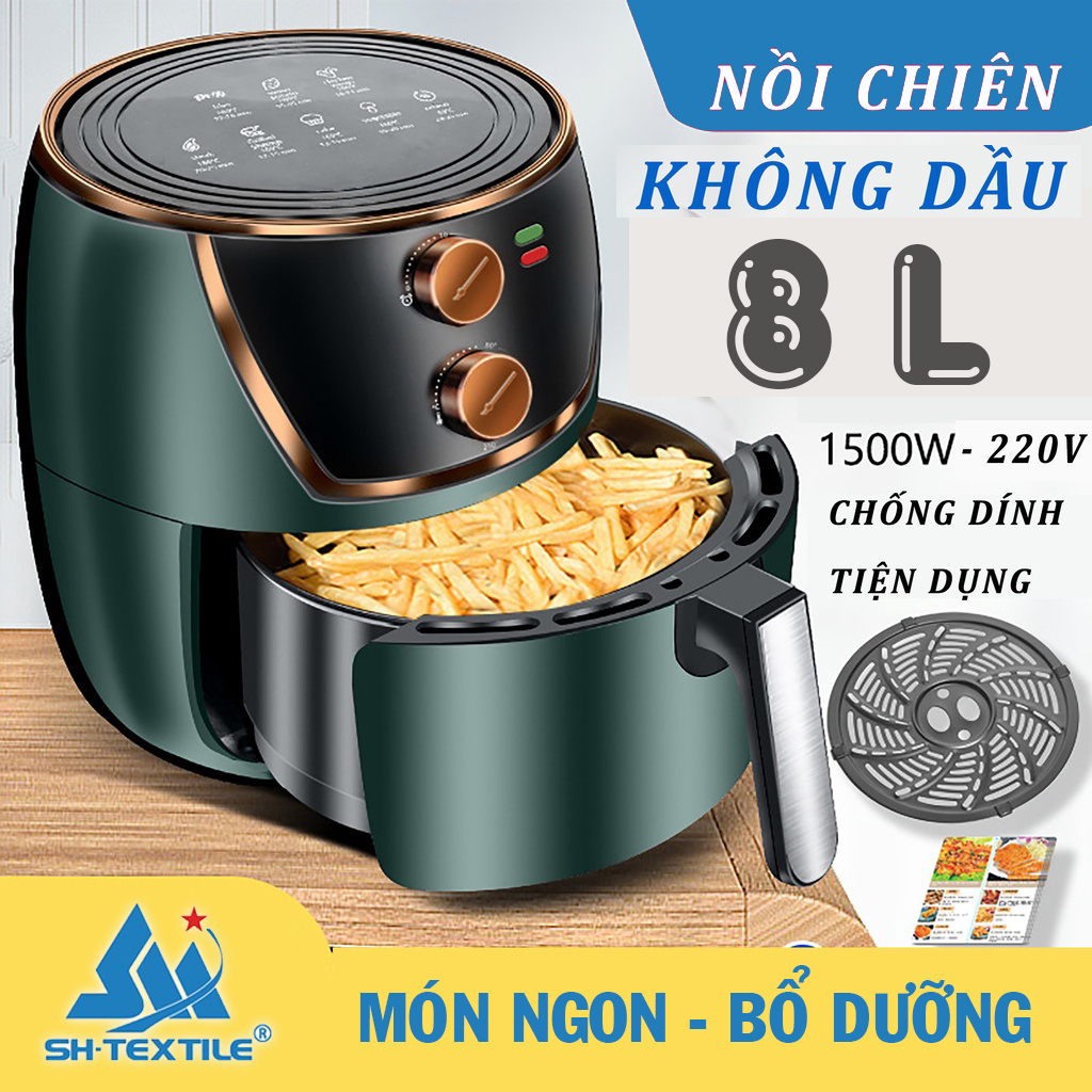 Nồi chiên không dầu 8 lít camel - món ngon cho sức khỏe, lòng nồi chống dính vệ sinh dễ dàng - bh 12 tháng