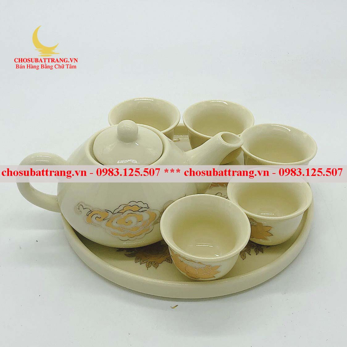 Bộ ấm chén thờ men vàng kim