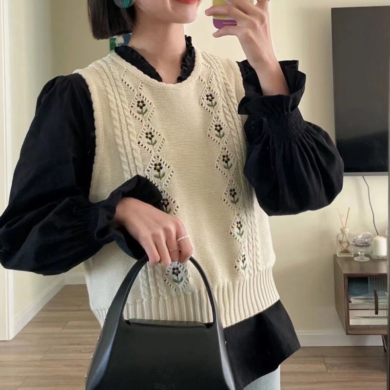 Áo len gile nữ , kiểu dáng Hàn quốc