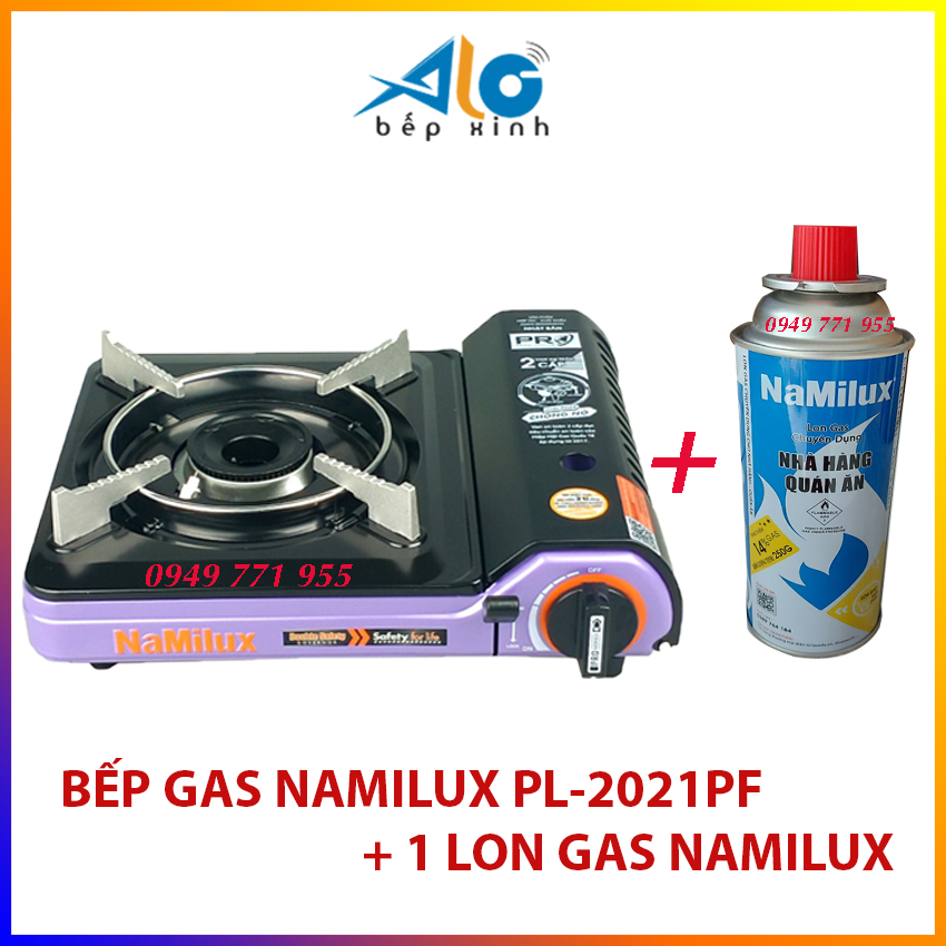 Bếp ga mini Namilux 2S PL2021PPF / PL2021PF + 1 LON  - MẪU MỚI NHẤT - CHỐNG CHÁY NỔ - BH 6 tháng - Alo Bếp Xinh