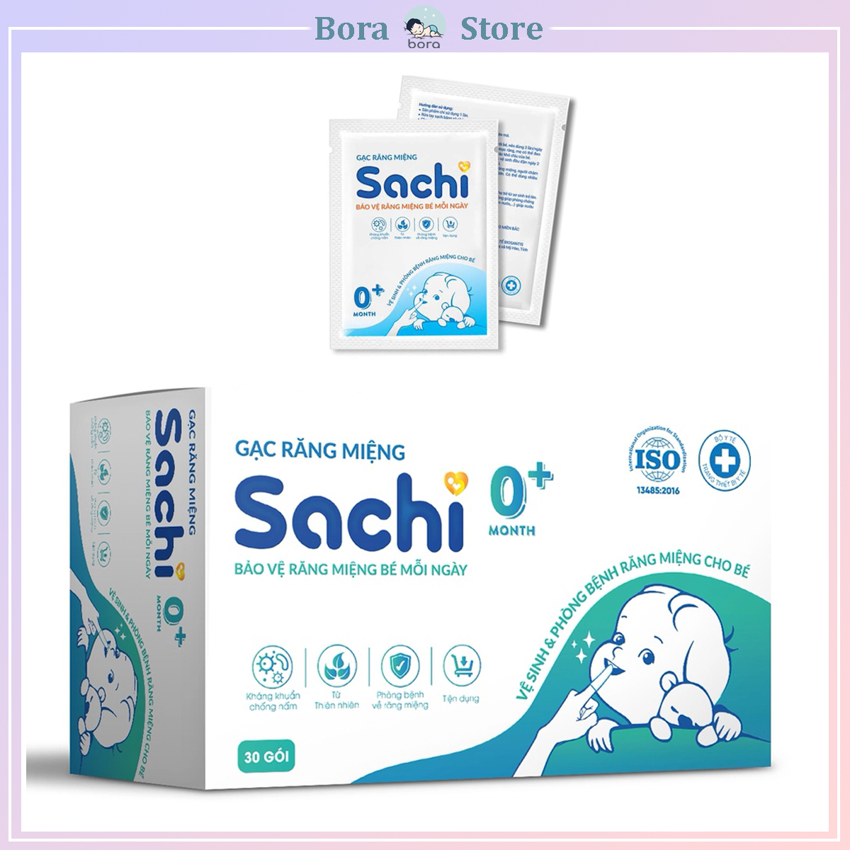 Gạc rơ lưỡi Sachi cho bé, hộp 30 gói