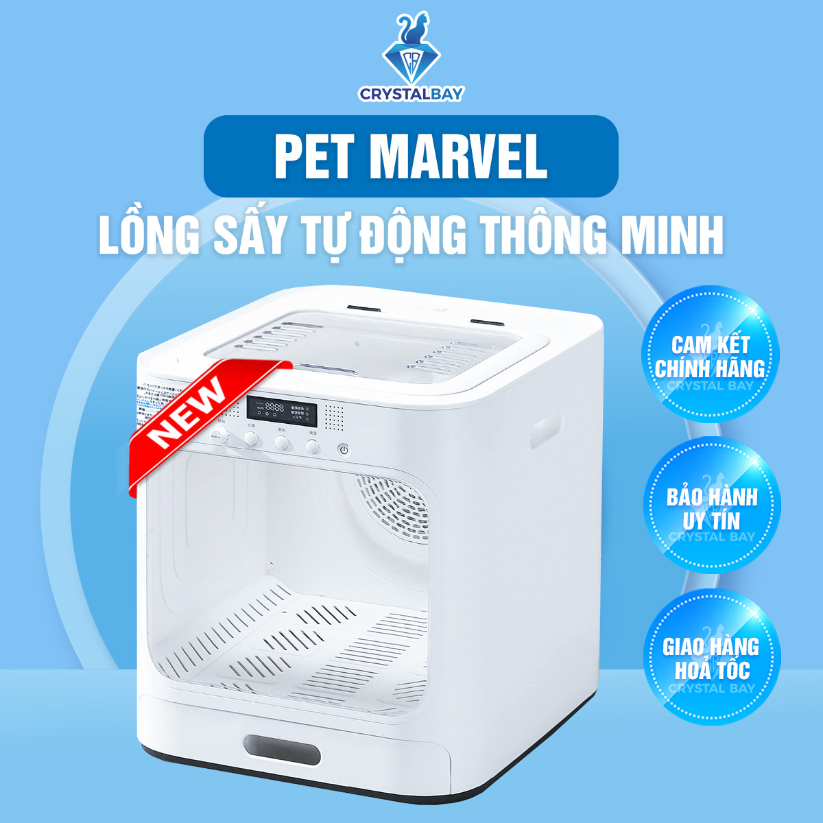 Pet marvel - lồng sấy tự động thông minh cho chó mèo thú cưng