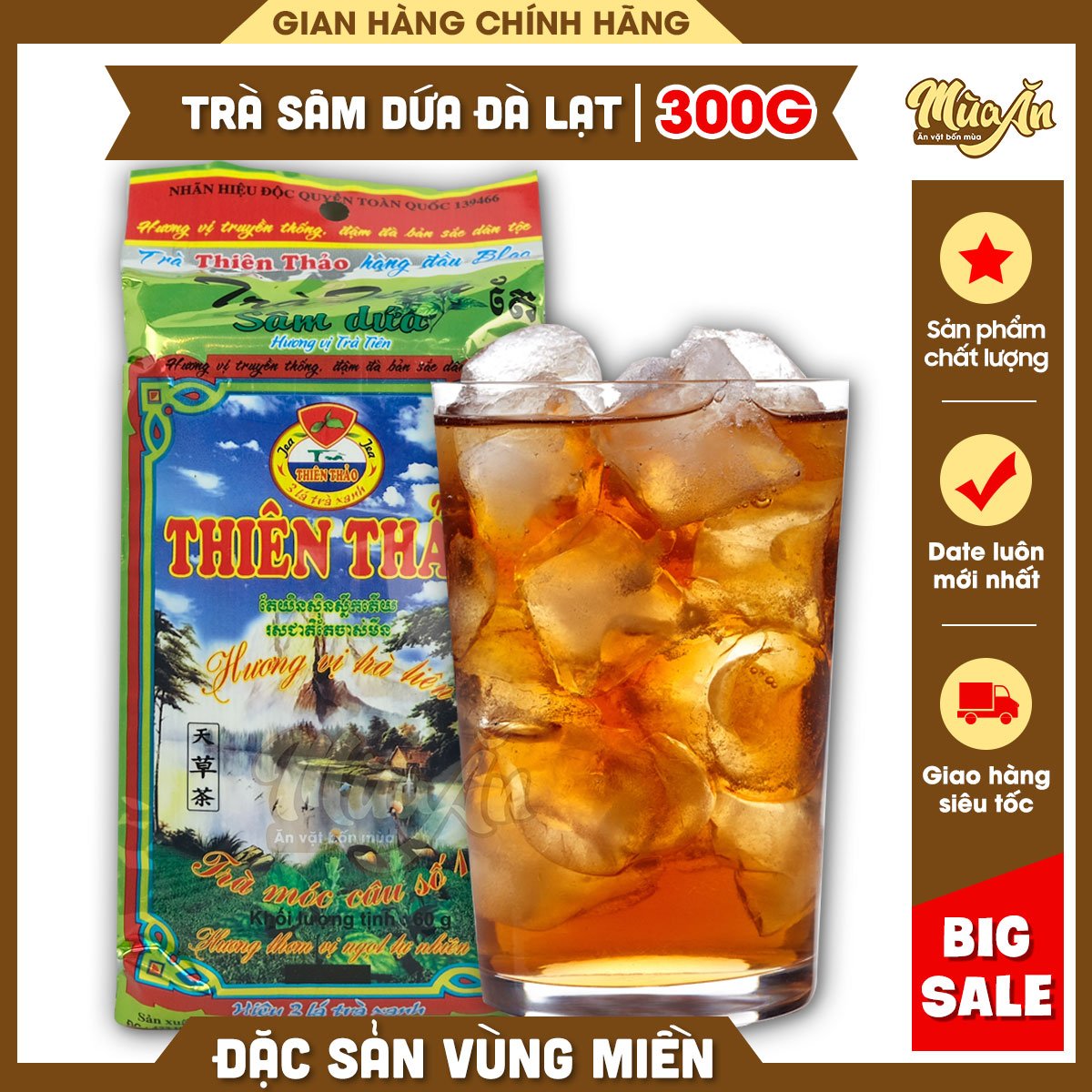 Trà sâm dứa Thiên Thảo,Trà sâm dứa túi lọc Thiên Thảo, trà đá sài gòn , thương hiệu chính gốc 300g,Trà túi lọc 350g