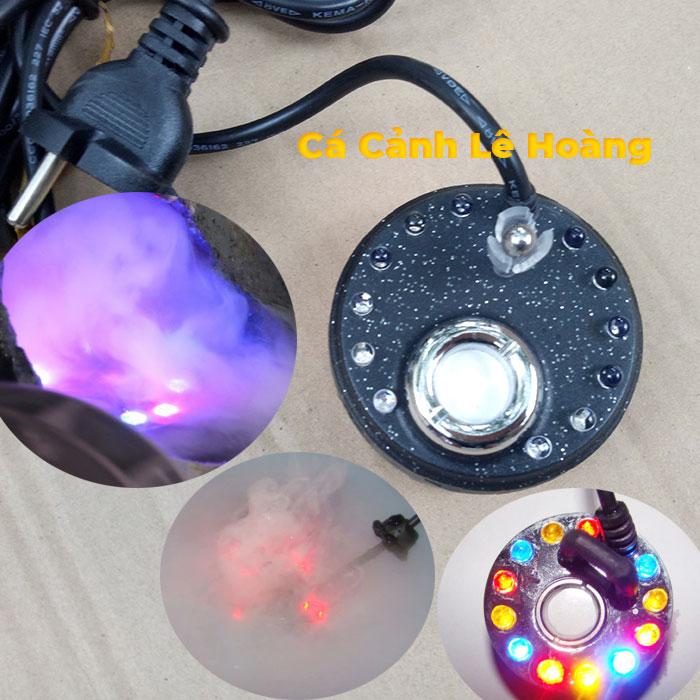 Máy tạo khói, phun sương mini cho bể cá, hòn non bộ, thác nước kèm 12 đèn led đổi màu xanh đỏ vàng TIẾT KIỆM ĐIỆN