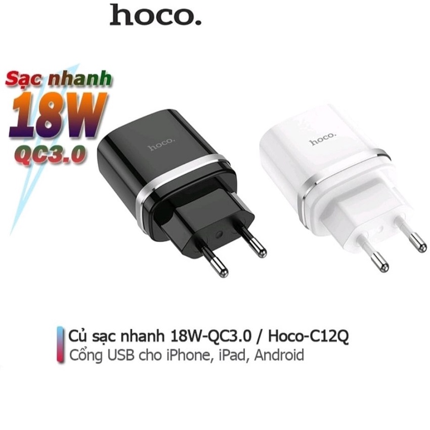 Củ cốc sạc nhanh hoco c12q cao cấp cốc sạc nhanh 18w quick charge 3.0 siêu bền
