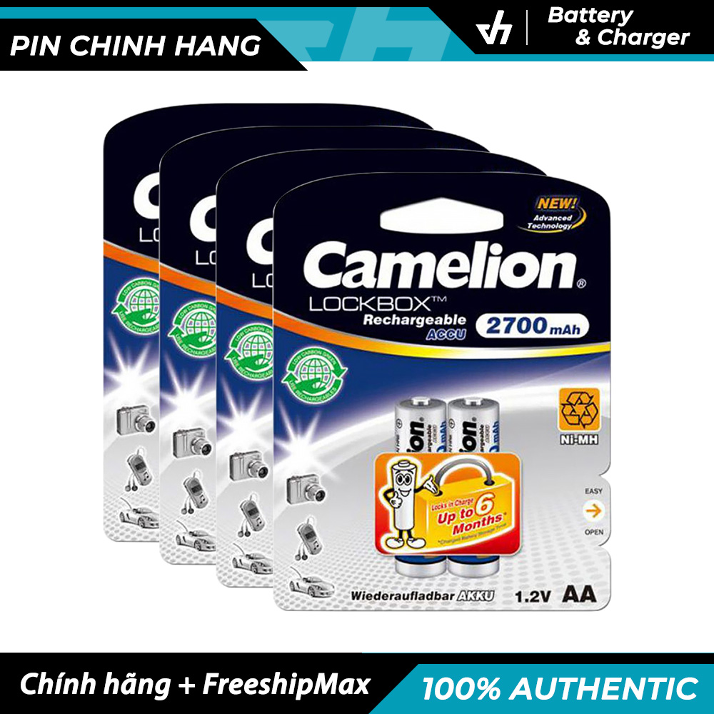Bộ 8 pin sạc camelion aa rechargeable 2700mah