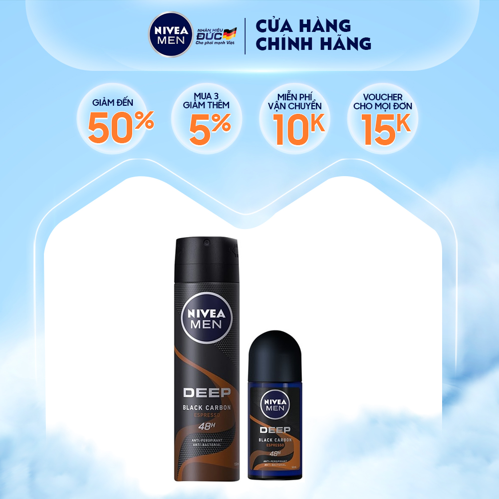 Combo Ngăn mùi cơ thể Nivea Than Đen hương Espresso