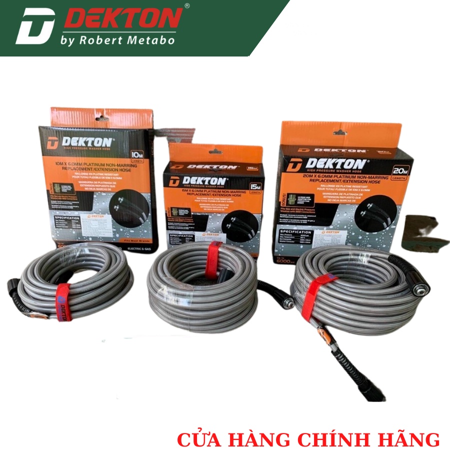 Dây áp lực Dekton 10-15-20M Dùng Cho Máy Rửa Xe/- Sử Dụng Được Cho Tất Cả Loại Máy Xịt Rửa Trên Thị Trường