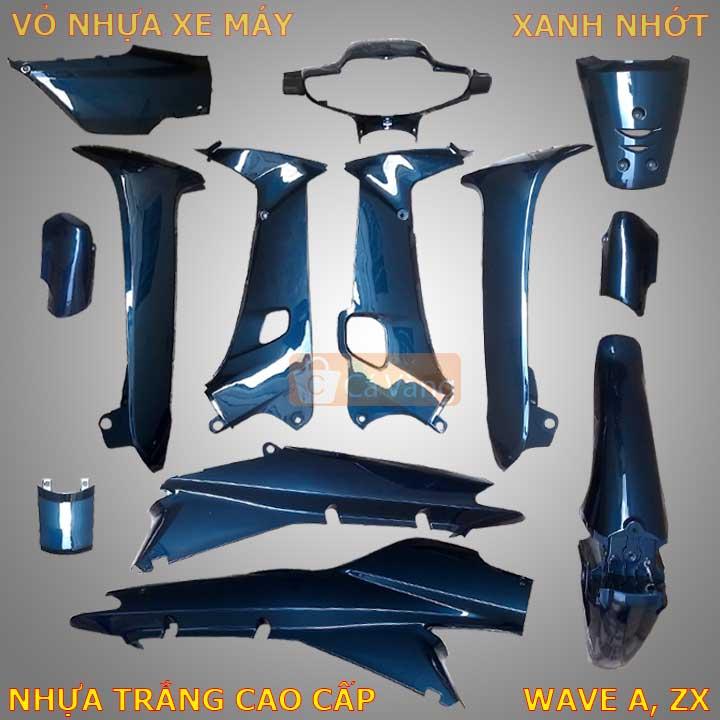 Vỏ nhựa xe máy wave a nhựa abs ghi xanh nhớt, áo nhựa xe wave 100, 110 đời đầu